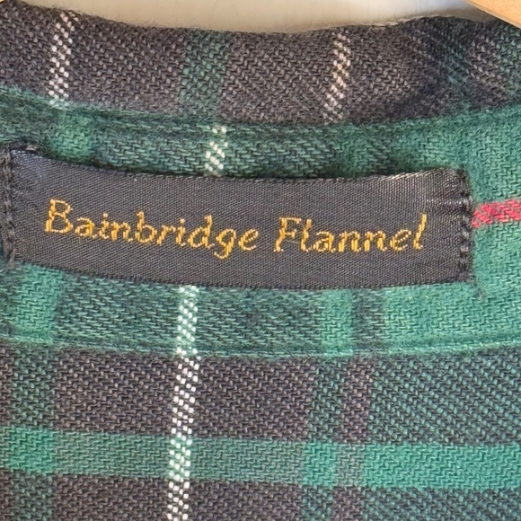 Eddie Bauer Vintage Bainbridge Flannel Button Down Men's XL in Green Plaid - Picture 5 of 7